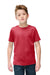 District DT108Y Youth Perfect Blend CVC Short Sleeve Crewneck T-Shirt Heather Red Model Front