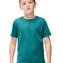 District Youth Perfect Blend CVC Short Sleeve Crewneck T-Shirt - Heather Teal Blue