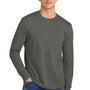 District Mens Perfect Blend CVC Long Sleeve Crewneck T-Shirt - Heather Charcoal Grey