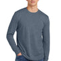 District Mens Perfect Blend CVC Long Sleeve Crewneck T-Shirt - Heather Navy Blue