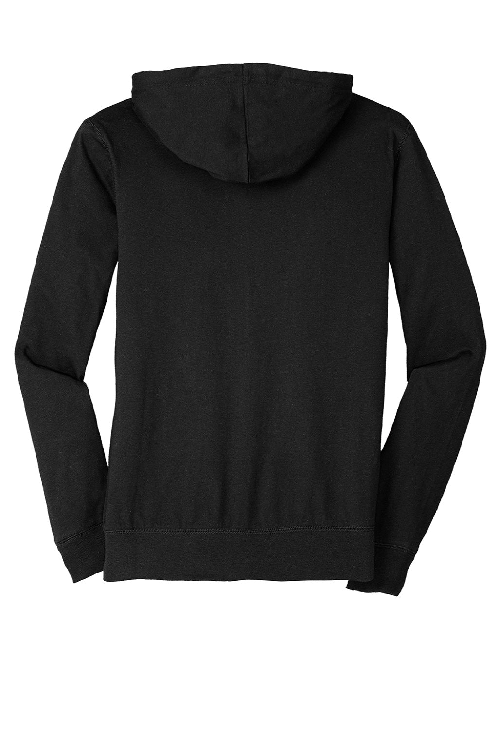 District DT1100 Mens Full Zip Hooded Sweatshirt Hoodie w/ Pockets Black Flat Back