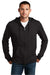 District DT1100 Mens Full Zip Hooded Sweatshirt Hoodie w/ Pockets Black Model Front