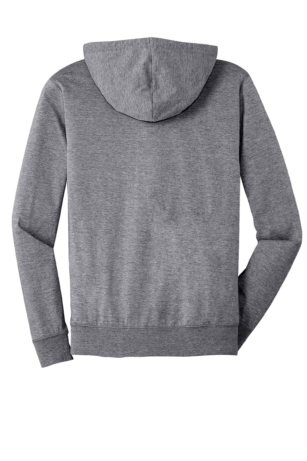 District DT1100 Mens Full Zip Hooded Sweatshirt Hoodie w/ Pockets Heather Dark Grey Flat Back