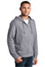 District DT1100 Mens Full Zip Hooded Sweatshirt Hoodie w/ Pockets Heather Dark Grey Model 3q