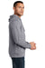 District DT1100 Mens Full Zip Hooded Sweatshirt Hoodie w/ Pockets Heather Dark Grey Model Side