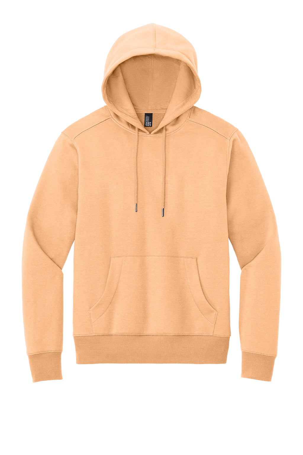 District DT1101 Mens Perfect Weight Fleece Hooded Sweatshirt Hoodie w/ Pouch Pocket Apricot Orange Flat Front
