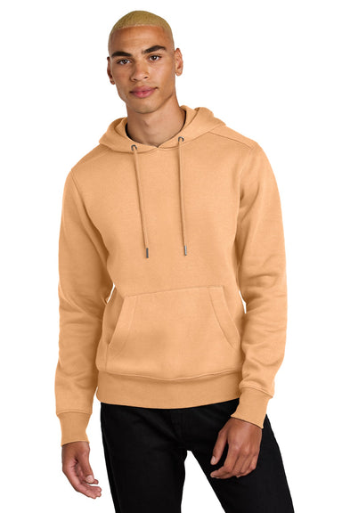 District DT1101 Mens Perfect Weight Fleece Hooded Sweatshirt Hoodie w/ Pouch Pocket Apricot Orange Model Front