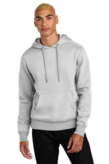 District DT1101 Mens Perfect Weight Fleece Hooded Sweatshirt Hoodie w/ Pouch Pocket Ash Grey Model Front