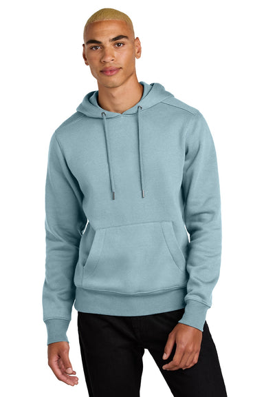 District DT1101 Mens Perfect Weight Fleece Hooded Sweatshirt Hoodie w/ Pouch Pocket Fog Blue Model Front