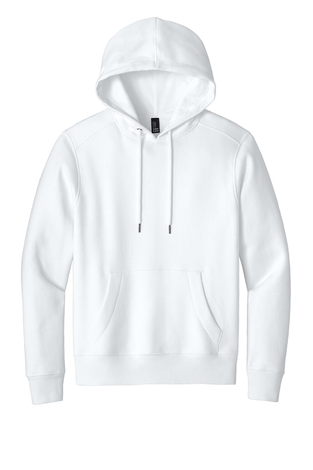 District DT1101 Mens Perfect Weight Fleece Hooded Sweatshirt Hoodie w/ Pouch Pocket Bright White Flat Front