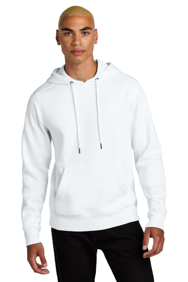 District DT1101 Mens Perfect Weight Fleece Hooded Sweatshirt Hoodie w/ Pouch Pocket Bright White Model Front