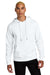 District DT1101 Mens Perfect Weight Fleece Hooded Sweatshirt Hoodie w/ Pouch Pocket Bright White Model Front