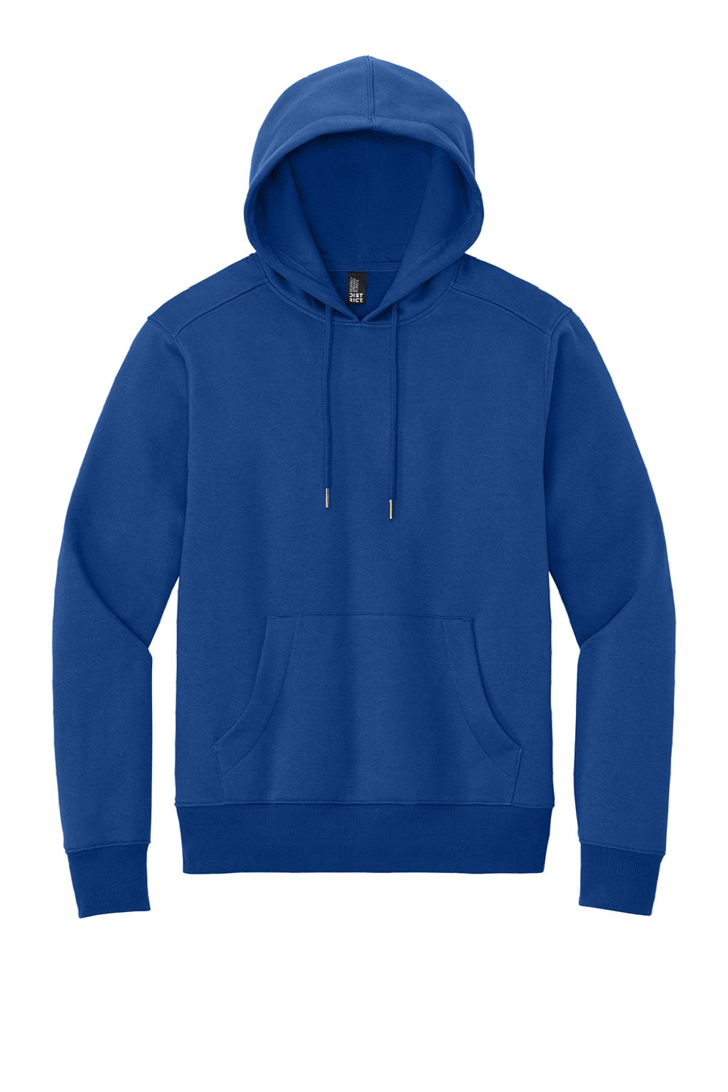 District DT1101 Mens Perfect Weight Fleece Hooded Sweatshirt Hoodie w/ Pouch Pocket Deep Royal Blue Flat Front