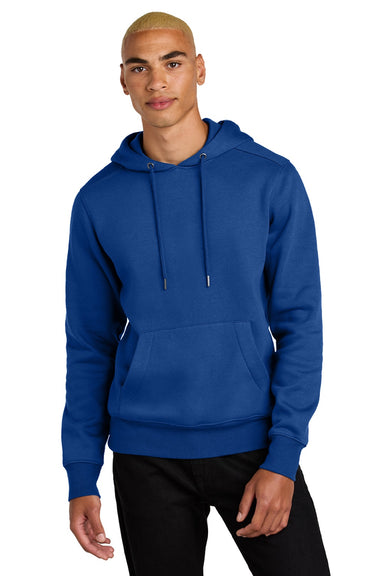 District DT1101 Mens Perfect Weight Fleece Hooded Sweatshirt Hoodie w/ Pouch Pocket Deep Royal Blue Model Front