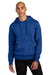 District DT1101 Mens Perfect Weight Fleece Hooded Sweatshirt Hoodie w/ Pouch Pocket Deep Royal Blue Model Front