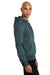 District DT1101 Mens Perfect Weight Fleece Hooded Sweatshirt Hoodie w/ Pouch Pocket Deep Steel Blue Model Side