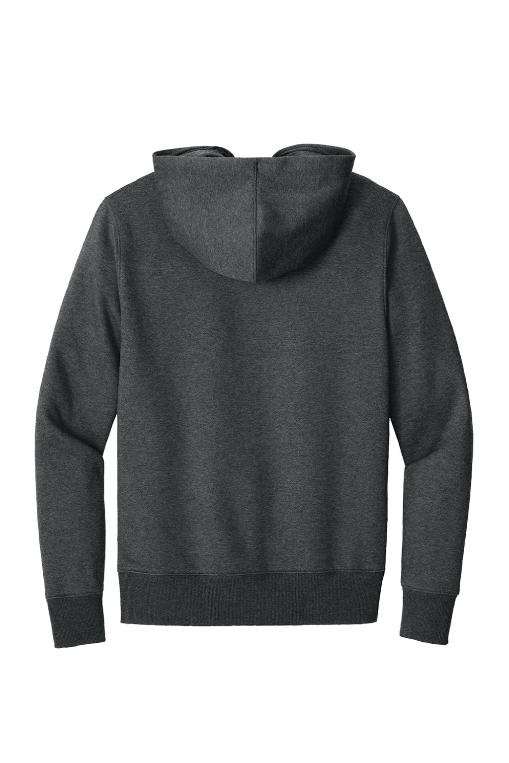 District DT1101 Mens Perfect Weight Fleece Hooded Sweatshirt Hoodie w/ Pouch Pocket Heather Charcoal Grey Flat Back