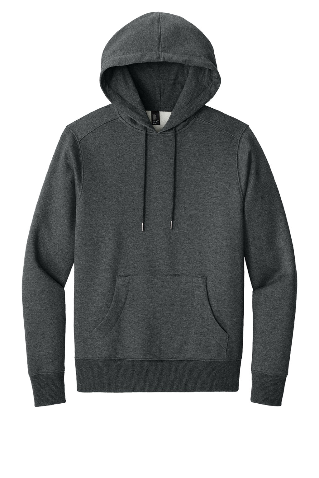 District DT1101 Mens Perfect Weight Fleece Hooded Sweatshirt Hoodie w/ Pouch Pocket Heather Charcoal Grey Flat Front