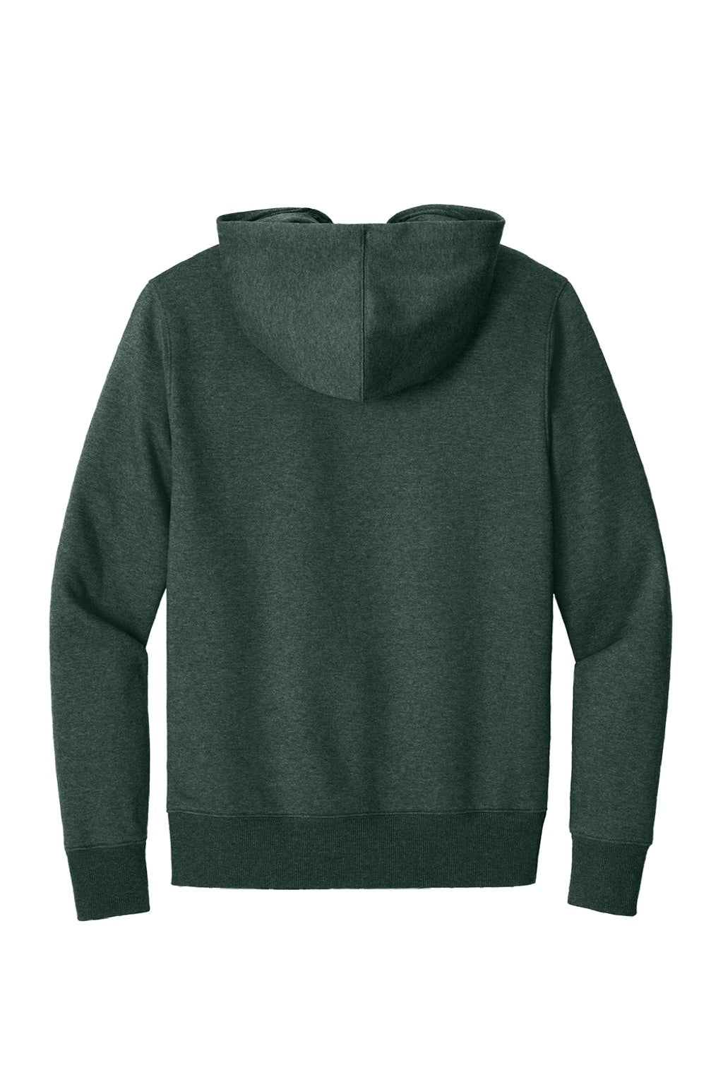 District DT1101 Mens Perfect Weight Fleece Hooded Sweatshirt Hoodie w/ Pouch Pocket Heather Forest Green Flat Back