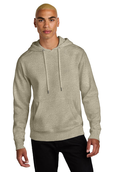 District DT1101 Mens Perfect Weight Fleece Hooded Sweatshirt Hoodie w/ Pouch Pocket Heather Latte Brown Model Front