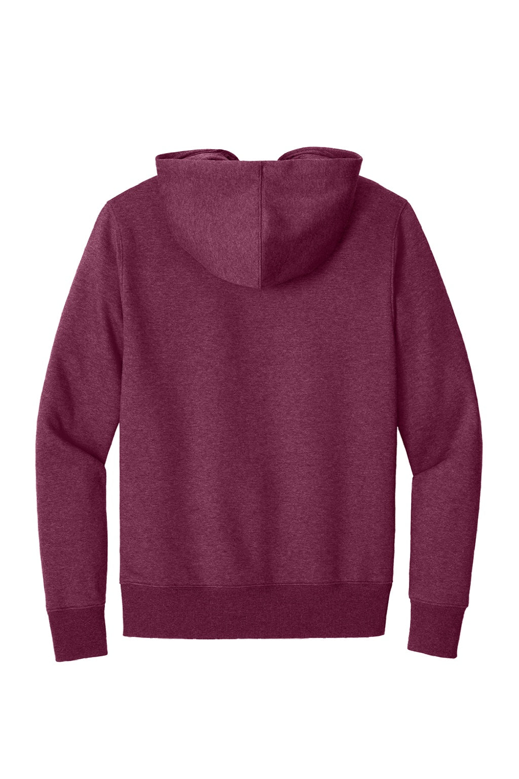 District DT1101 Mens Perfect Weight Fleece Hooded Sweatshirt Hoodie w/ Pouch Pocket Heather Loganberry Flat Back