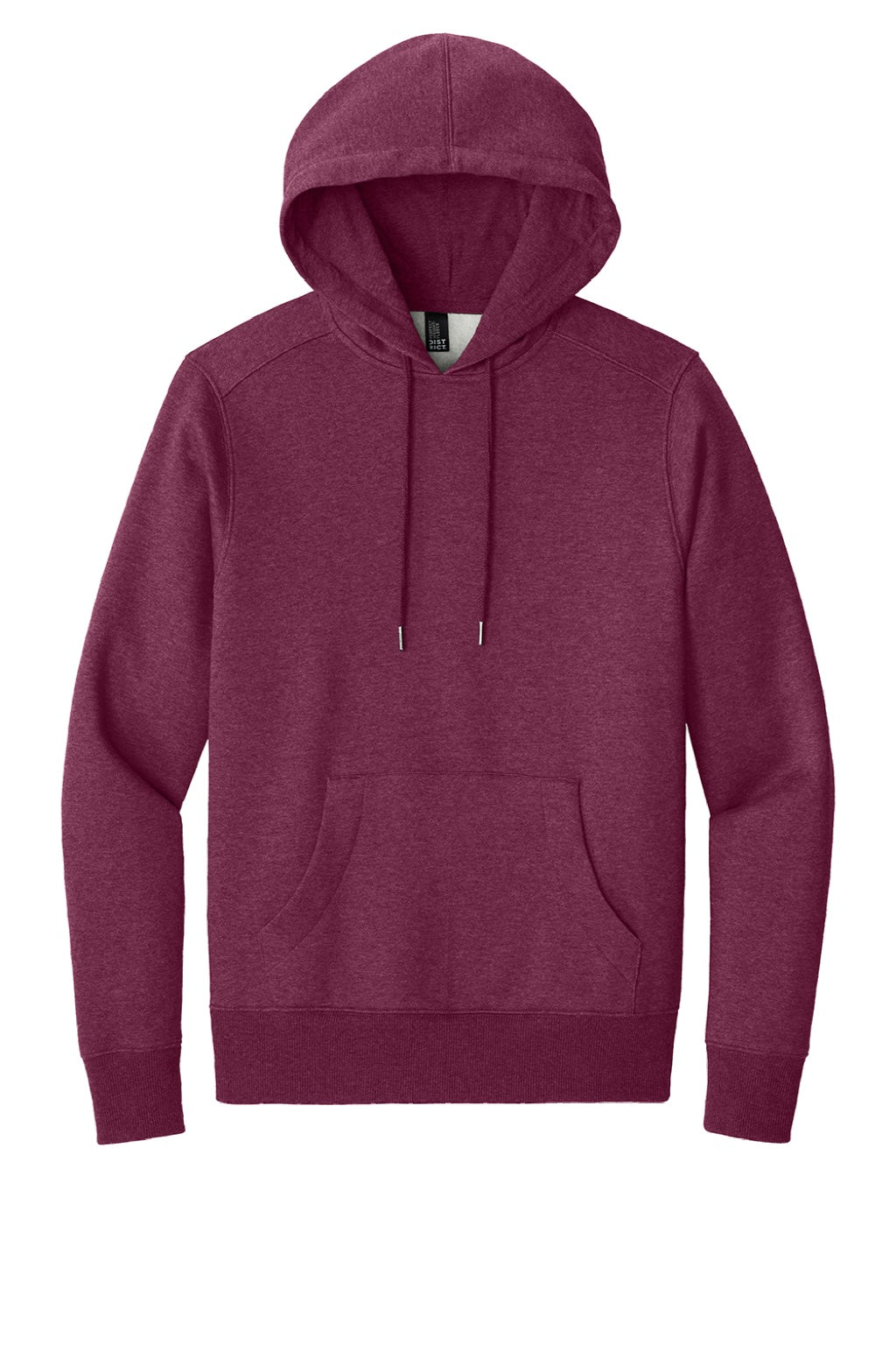 District DT1101 Mens Perfect Weight Fleece Hooded Sweatshirt Hoodie w/ Pouch Pocket Heather Loganberry Flat Front