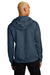 District DT1101 Mens Perfect Weight Fleece Hooded Sweatshirt Hoodie w/ Pouch Pocket Heather Navy Blue Model Back