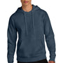 District Mens Perfect Weight Fleece Hooded Sweatshirt Hoodie w/ Pouch Pocket - Heather Navy Blue
