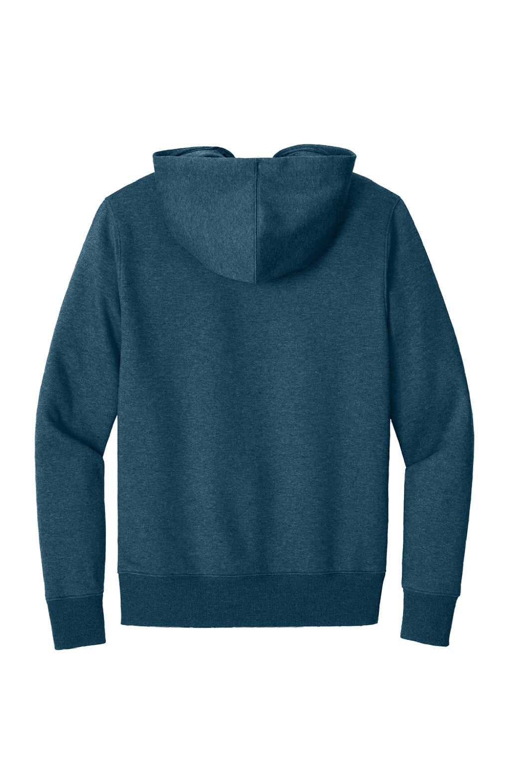 District DT1101 Mens Perfect Weight Fleece Hooded Sweatshirt Hoodie w/ Pouch Pocket Heather Poseidon Blue Flat Back