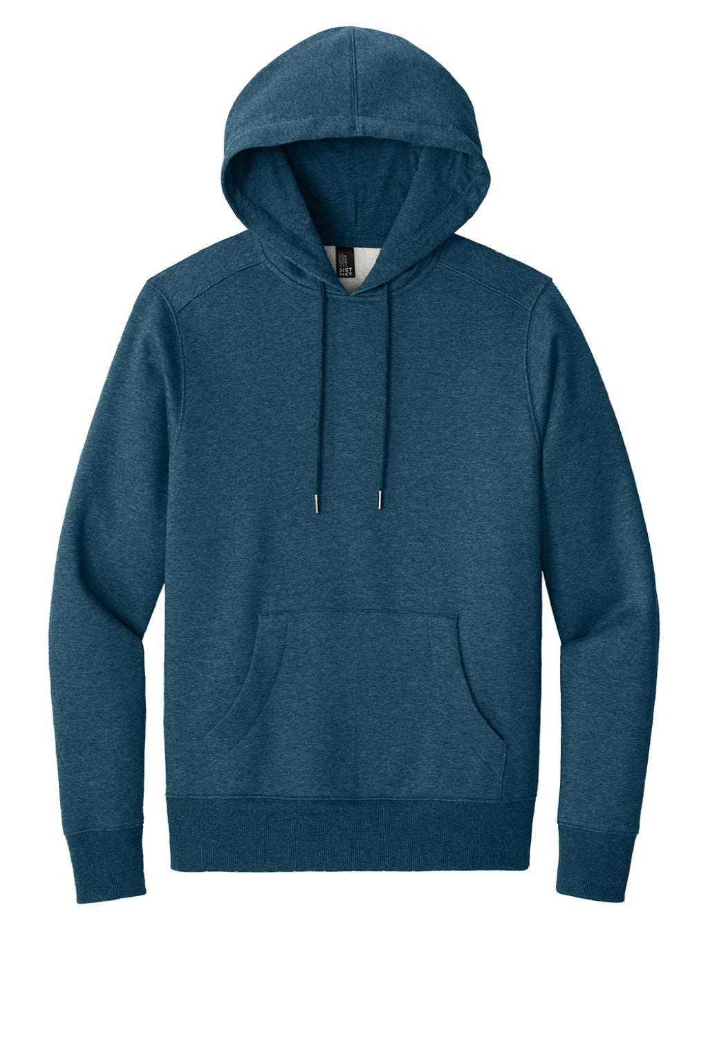 District DT1101 Mens Perfect Weight Fleece Hooded Sweatshirt Hoodie w/ Pouch Pocket Heather Poseidon Blue Flat Front