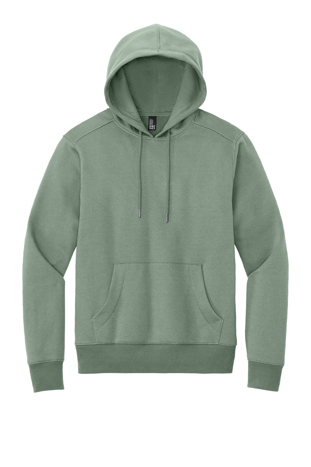 District DT1101 Mens Perfect Weight Fleece Hooded Sweatshirt Hoodie w/ Pouch Pocket Laurel Green Flat Front