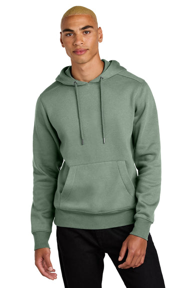 District DT1101 Mens Perfect Weight Fleece Hooded Sweatshirt Hoodie w/ Pouch Pocket Laurel Green Model Front