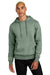 District DT1101 Mens Perfect Weight Fleece Hooded Sweatshirt Hoodie w/ Pouch Pocket Laurel Green Model Front