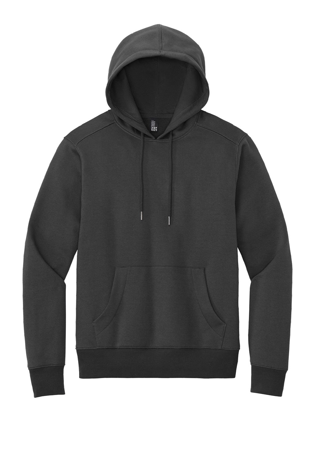District DT1101 Mens Perfect Weight Fleece Hooded Sweatshirt Hoodie w/ Pouch Pocket Charcoal Grey Flat Front