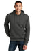 District DT1101 Mens Perfect Weight Fleece Hooded Sweatshirt Hoodie w/ Pouch Pocket Charcoal Grey Model Front