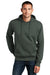 District DT1101 Mens Perfect Weight Fleece Hooded Sweatshirt Hoodie w/ Pouch Pocket Heather Forest Green Model Front