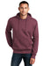 District DT1101 Mens Perfect Weight Fleece Hooded Sweatshirt Hoodie w/ Pouch Pocket Heather Loganberry Model Front