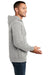 District DT1101 Mens Perfect Weight Fleece Hooded Sweatshirt Hoodie w/ Pouch Pocket Heather Steel Grey Model Side