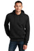 District DT1101 Mens Perfect Weight Fleece Hooded Sweatshirt Hoodie w/ Pouch Pocket Jet Black Model Front