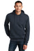 District DT1101 Mens Perfect Weight Fleece Hooded Sweatshirt Hoodie w/ Pouch Pocket New Navy Blue Model Front