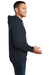 District DT1101 Mens Perfect Weight Fleece Hooded Sweatshirt Hoodie w/ Pouch Pocket New Navy Blue Model Side