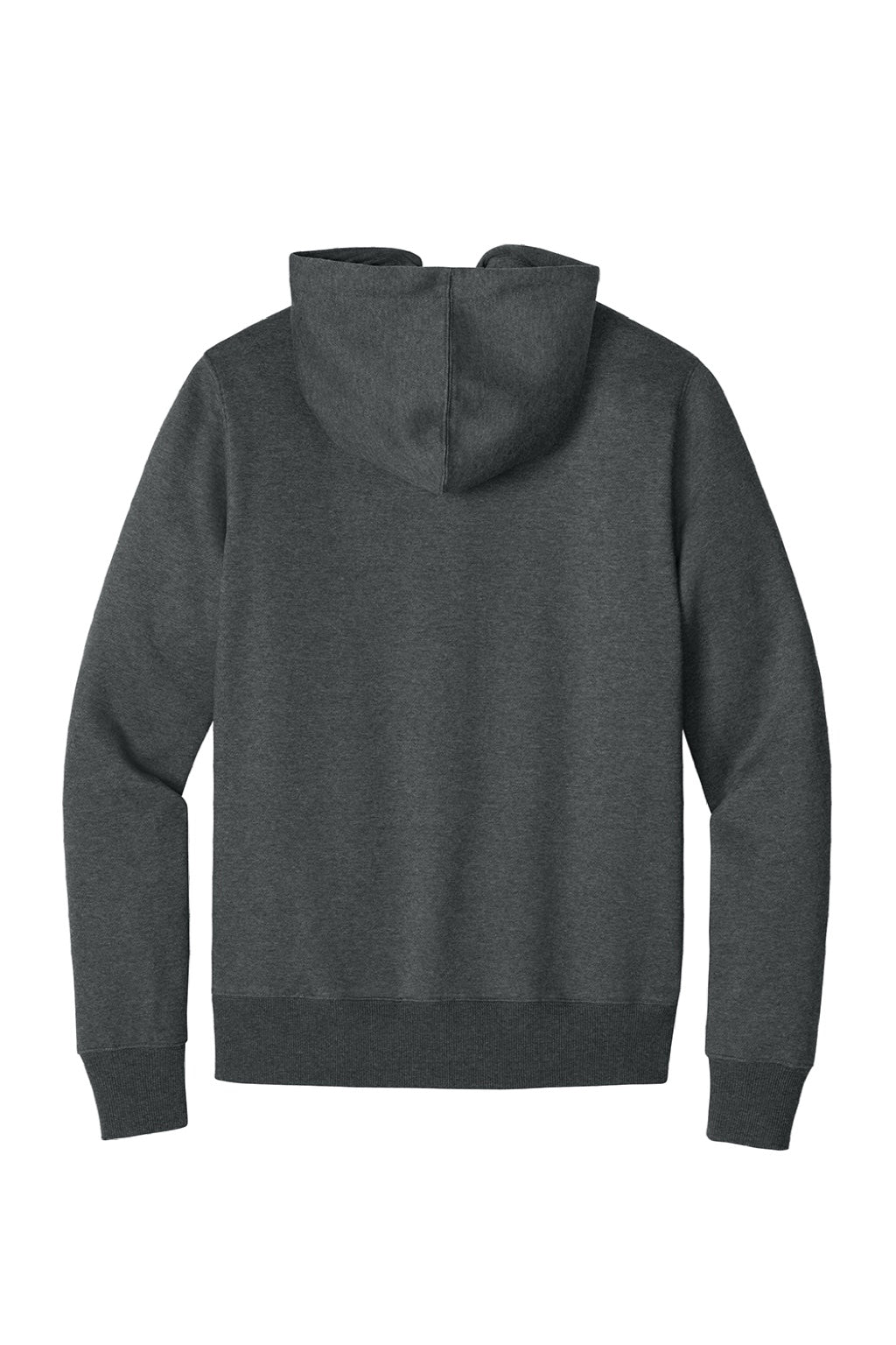 District DT1103 Mens Perfect Weight Fleece Full Zip Hooded Sweatshirt Hoodie w/ Pockets Heather Charcoal Grey Flat Back