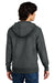 District DT1103 Mens Perfect Weight Fleece Full Zip Hooded Sweatshirt Hoodie w/ Pockets Heather Charcoal Grey Model Back
