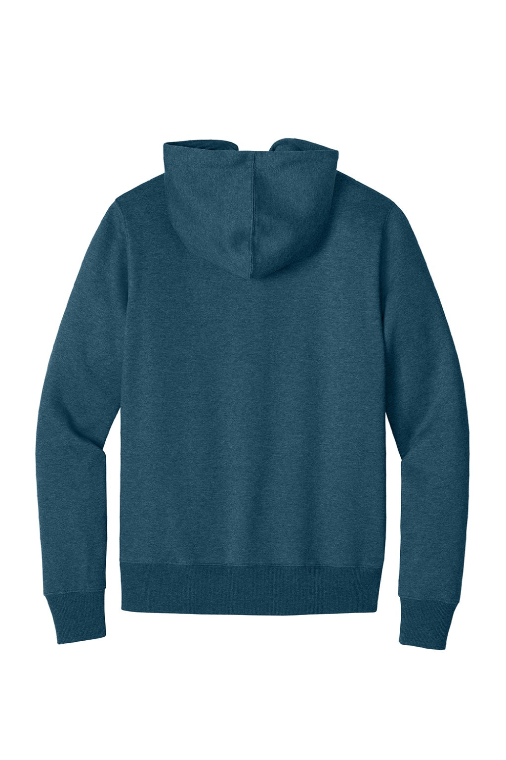 District DT1103 Mens Perfect Weight Fleece Full Zip Hooded Sweatshirt Hoodie w/ Pockets Heather Poseidon Blue Flat Back
