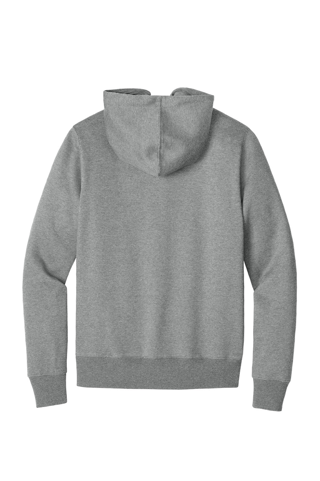 District DT1103 Mens Perfect Weight Fleece Full Zip Hooded Sweatshirt Hoodie w/ Pockets Heather Steel Grey Flat Back