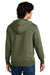 District DT1103 Mens Perfect Weight Fleece Full Zip Hooded Sweatshirt Hoodie w/ Pockets Military Green Model Back