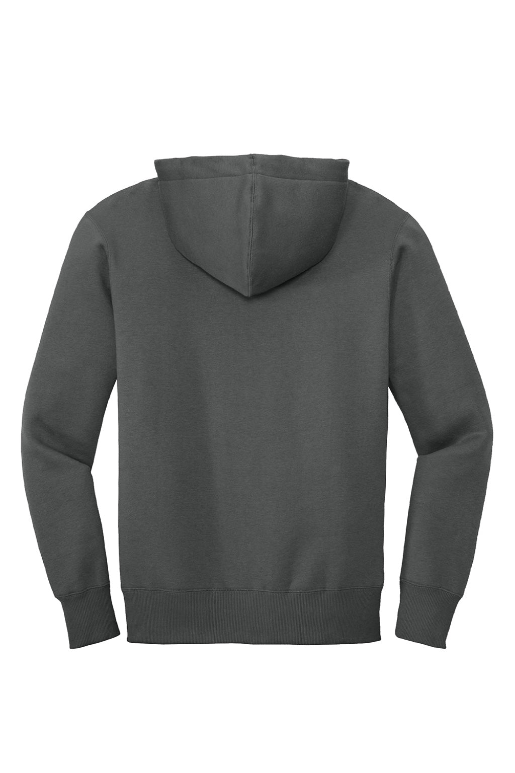 District DT1103 Mens Perfect Weight Fleece Full Zip Hooded Sweatshirt Hoodie w/ Pockets Charcoal Grey Flat Back