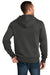 District DT1103 Mens Perfect Weight Fleece Full Zip Hooded Sweatshirt Hoodie w/ Pockets Charcoal Grey Model Back
