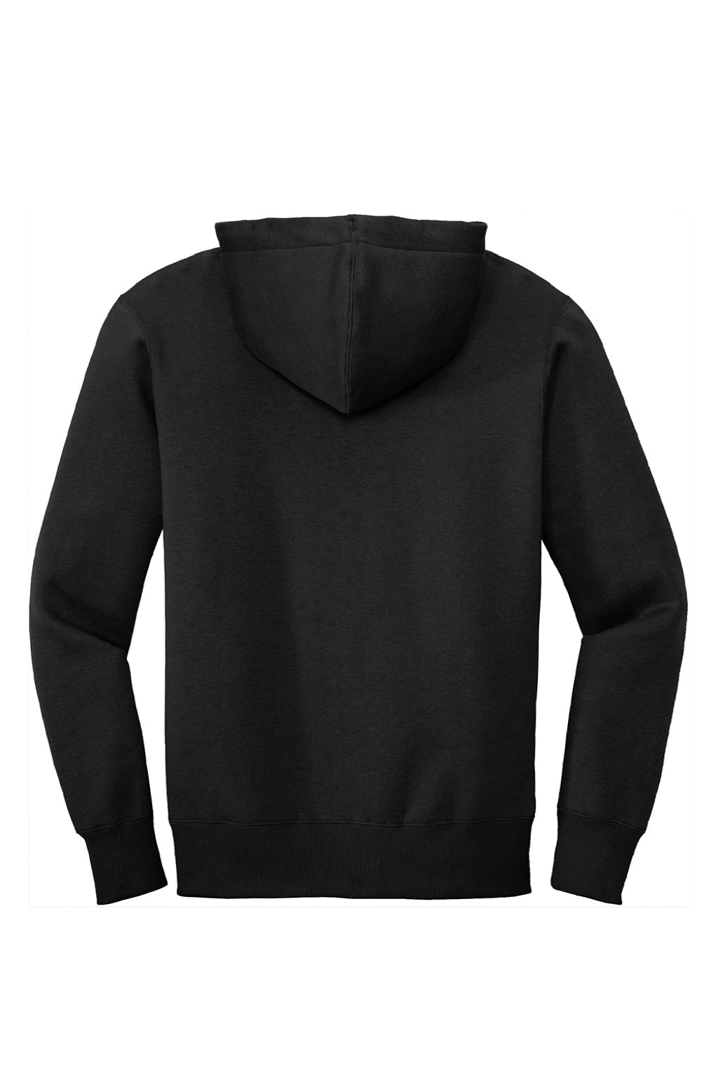 District DT1103 Mens Perfect Weight Fleece Full Zip Hooded Sweatshirt Hoodie w/ Pockets Jet Black Flat Back