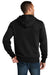 District DT1103 Mens Perfect Weight Fleece Full Zip Hooded Sweatshirt Hoodie w/ Pockets Jet Black Model Back